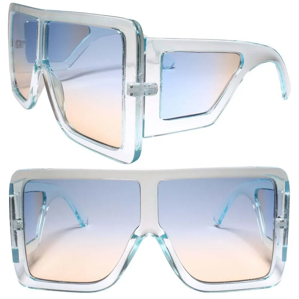 Elegant Classy Oversized Exaggerated Luxury Hot Womens Blue Square Sunglasses